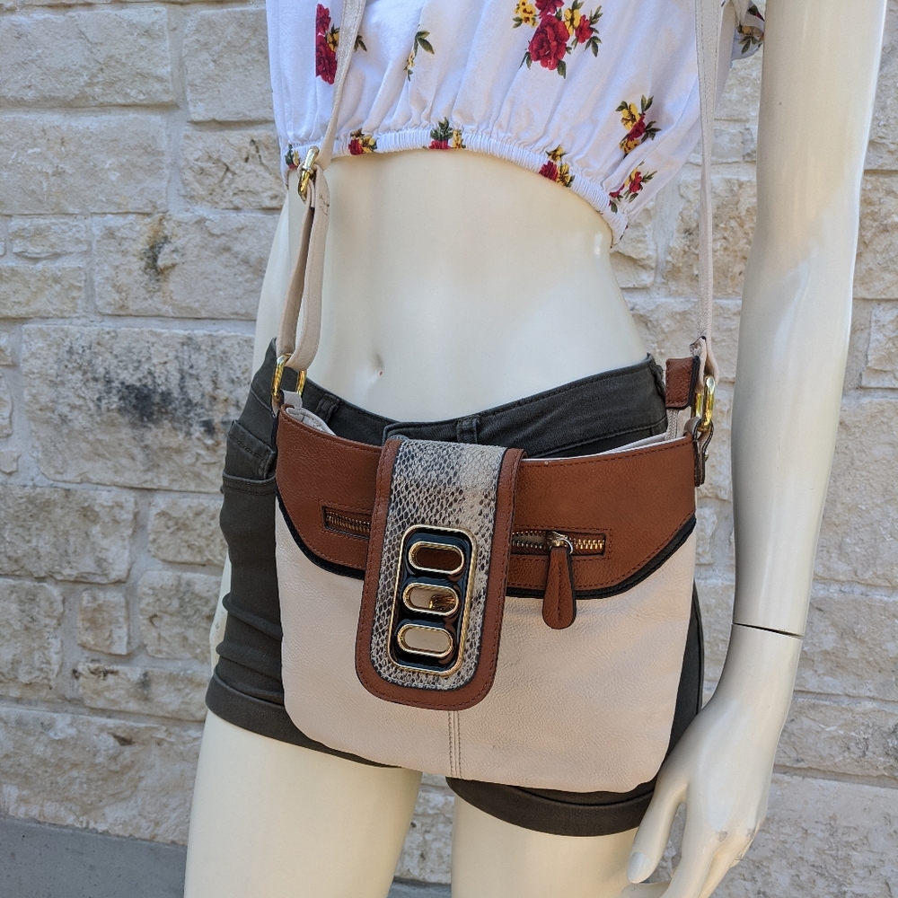 Aldo Faux Snakeskin Brown Leather Cross body *HP* - Picture 4 of 13